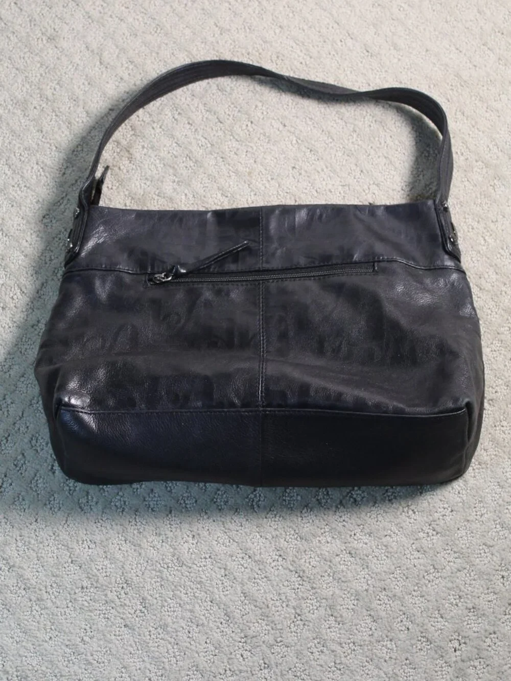 Stone Mountain Genuine Pebble Black Leather Shoulder Utility Purse Hand Bag VTG